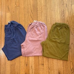 Madewell Women’s Waffle Jogger Pant in Blue, Pink & Olive - all size small
